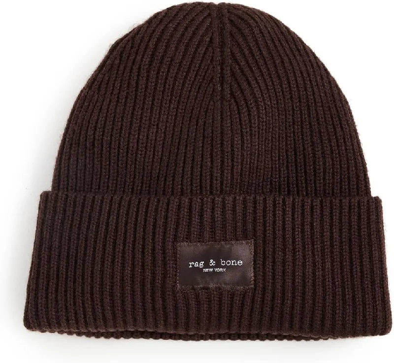 rag & bone Women's Blake Beanie, Chocolate Brown