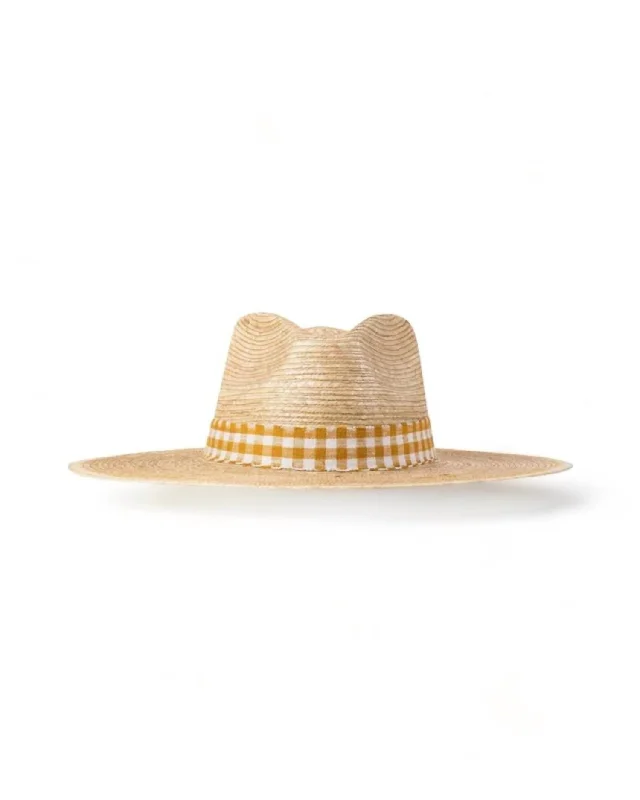 Women's Lidia Palm Hat In Mustard Gingham