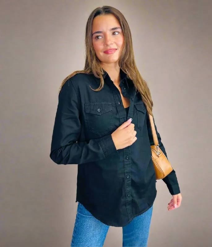 Black Lightweight Denim Shirt