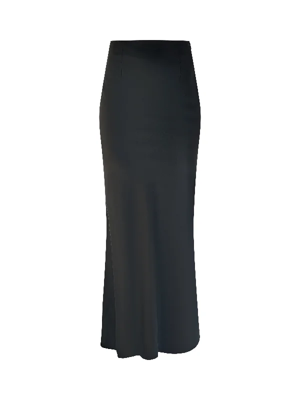 Candlelight Onyx Satin Maxi Skirt