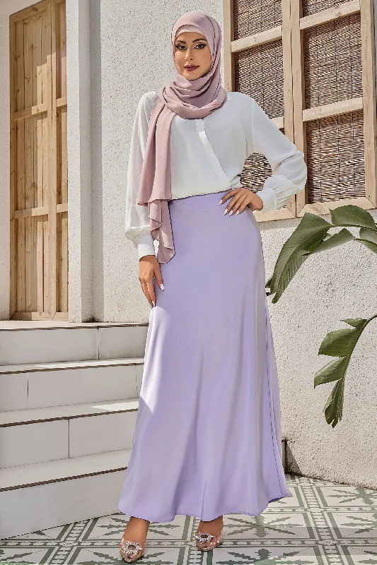 Lilac Satin Maxi Skirt