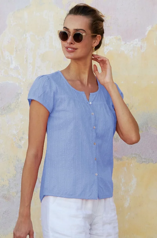 Lisbon Cotton Dobby Shirt | Blue