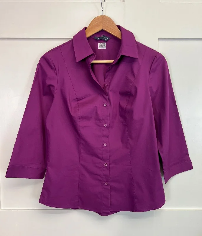 Purple Cotton Rich Fitted Shirt