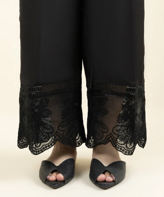 Embroidered Raw Silk Culottes