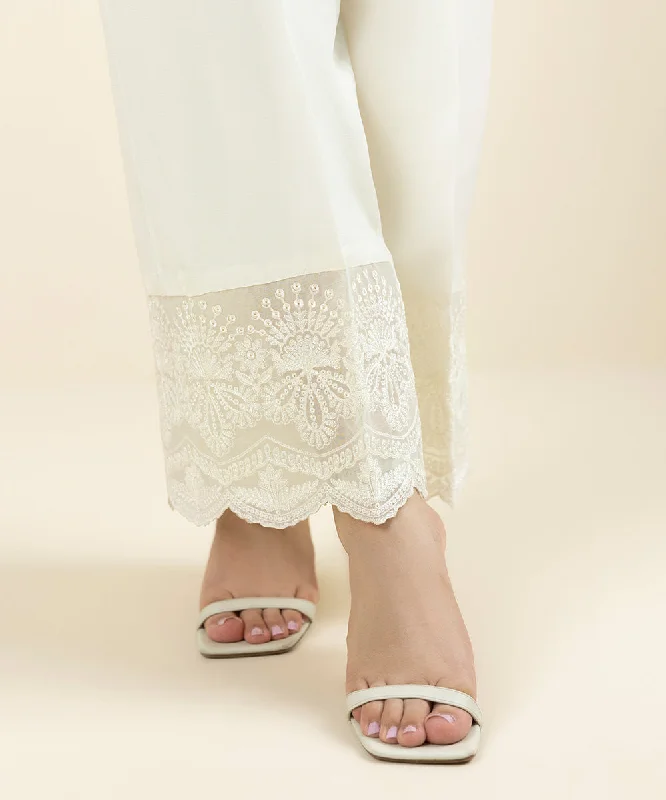 Embroidered Raw Silk Culottes