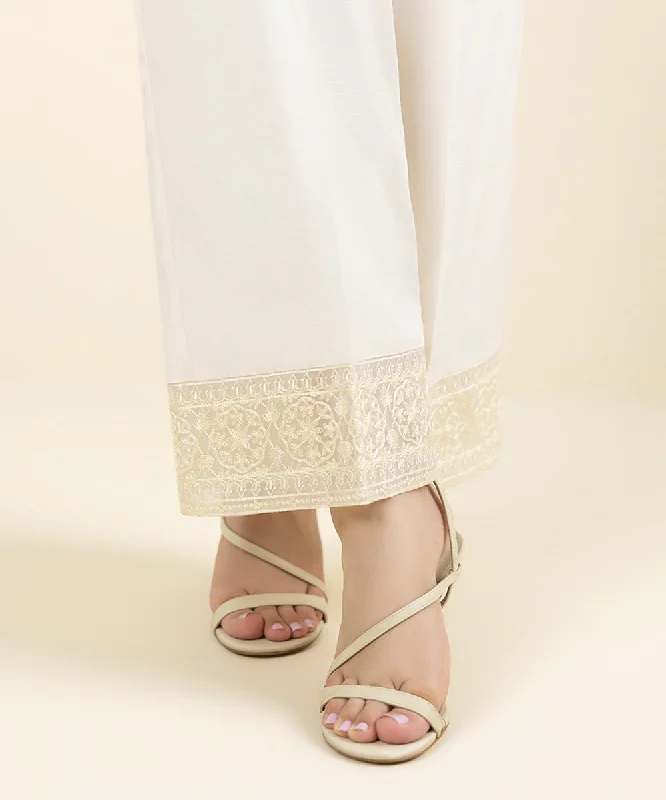 Embroidered Raw Silk Culottes