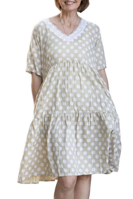 V NECK SPOT DRESS - CLM452