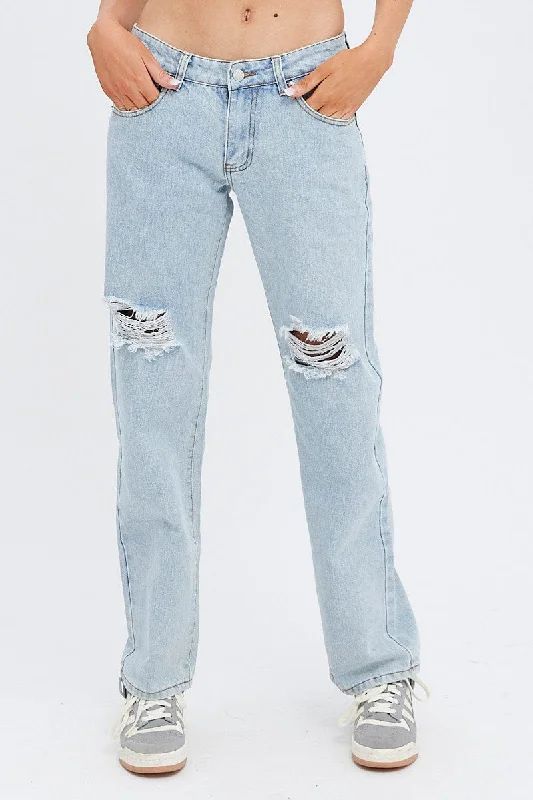 Denim Straight Jeans Low Rise