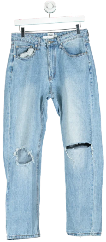 Princess Polly Light Blue Distressed Mom Jeans UK 8