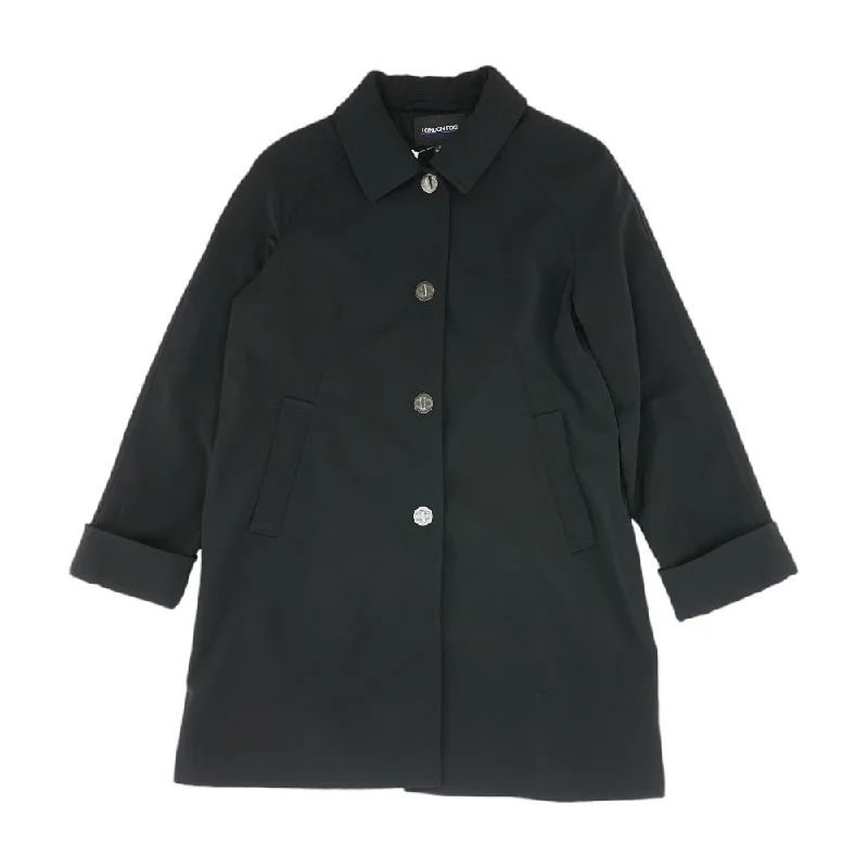 Black Solid Peacoat Coat