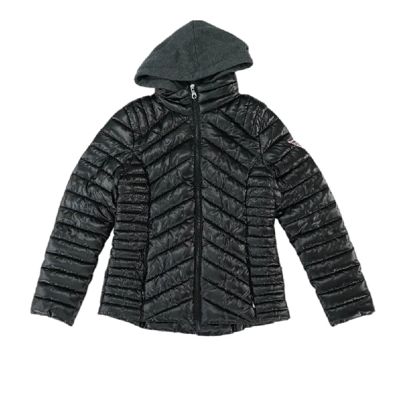 Black Solid Puffer Jacket