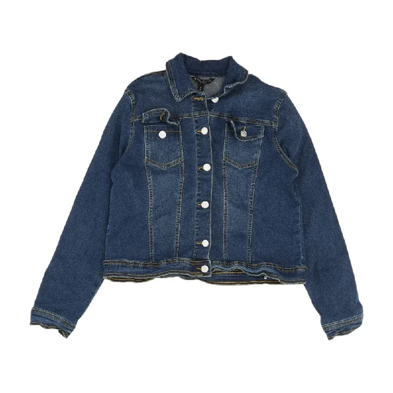 Blue Solid Denim Jacket