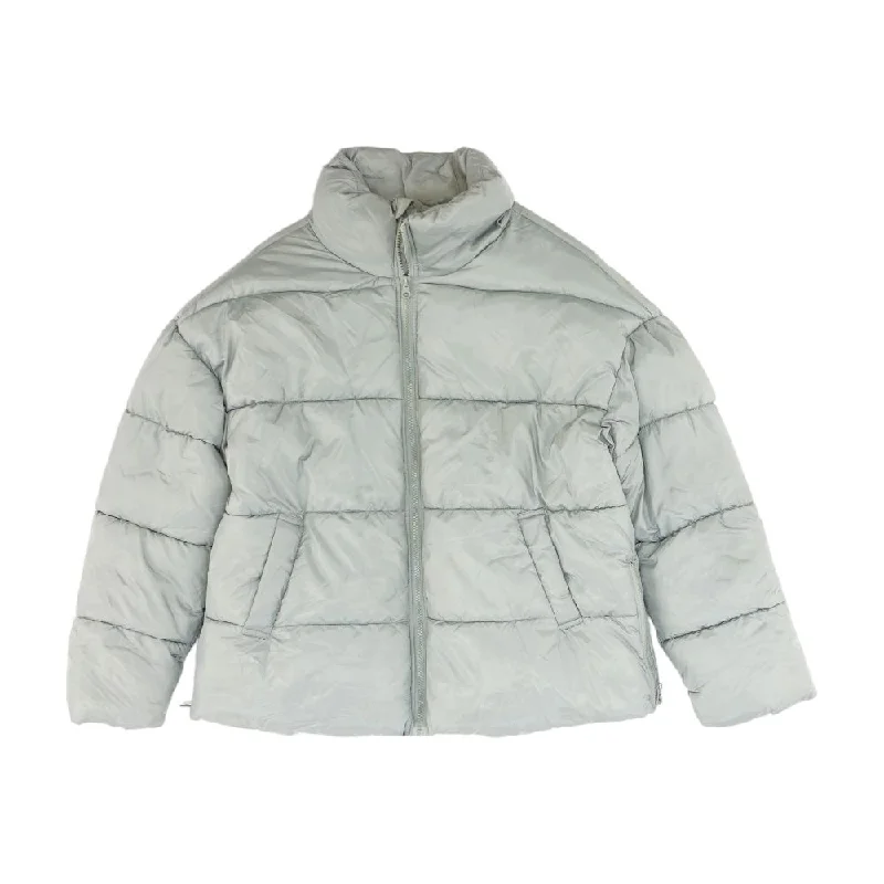 Gray Solid Puffer Jacket