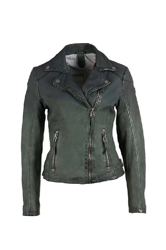 Karyn Leather Jacket - Jade