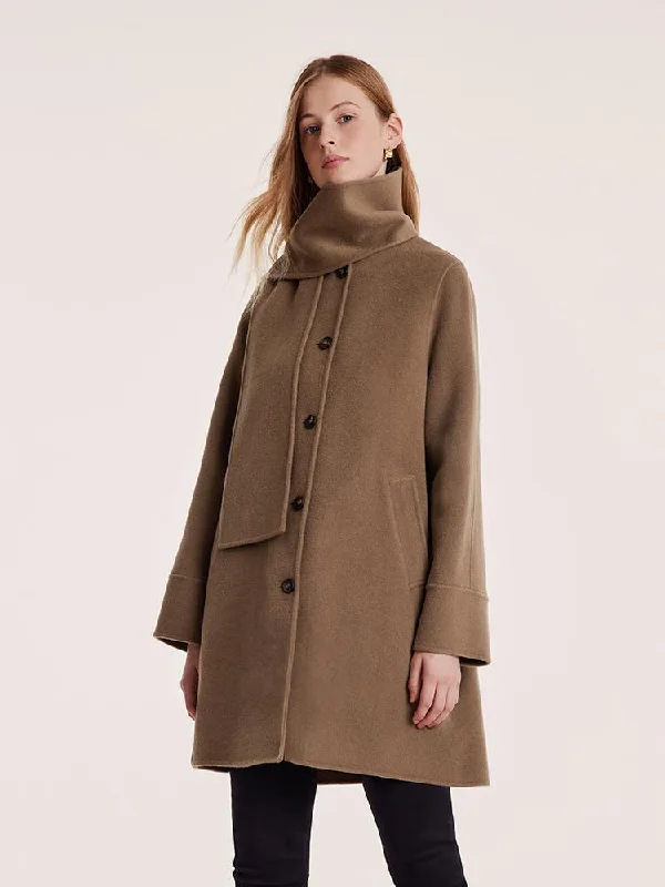 Tencel Wool Double-Faced Coat With Scarf