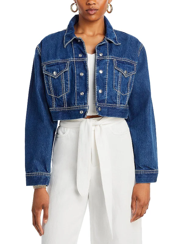 Womens Crop Denim Trucker Jacket