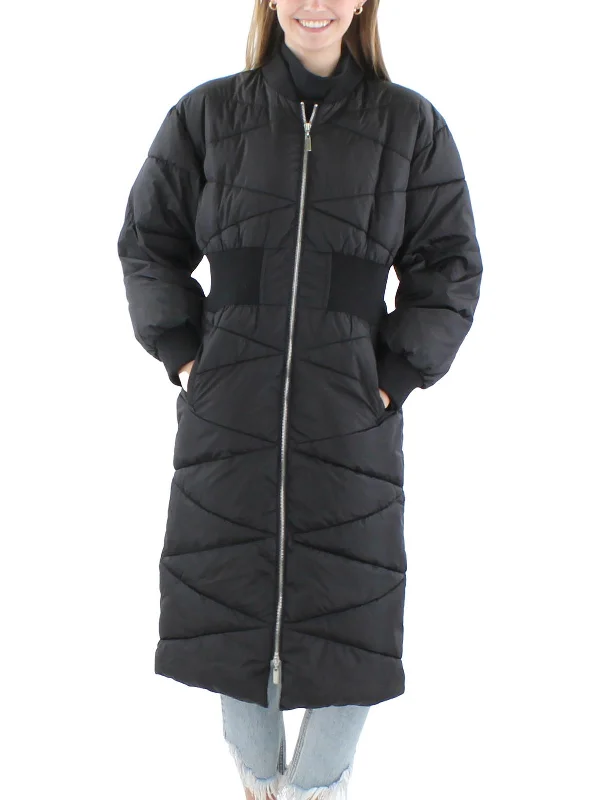 Womens Quilted Nylon Parka Coat