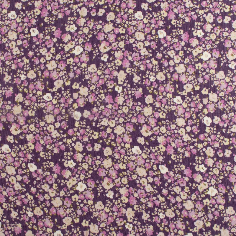 Printed Metallic Chiffon Yoryu - CHANTAL - 004 - Purple