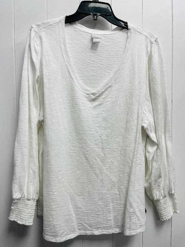 Top Long Sleeve Basic By Chicos In White, Size: Xl