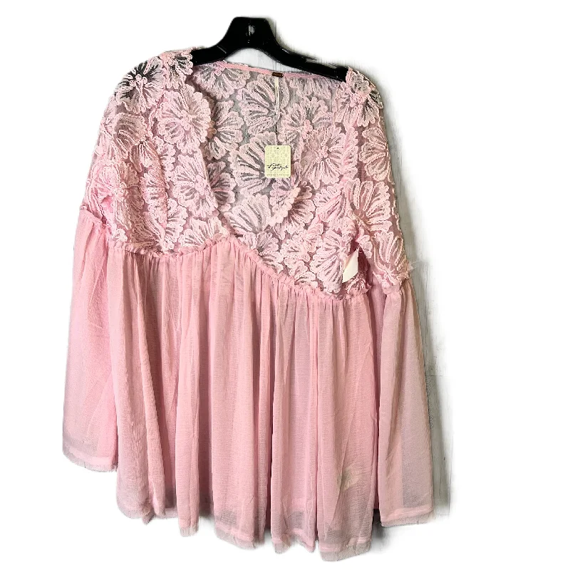 Top Long Sleeve By Free People In Pink, Size: S