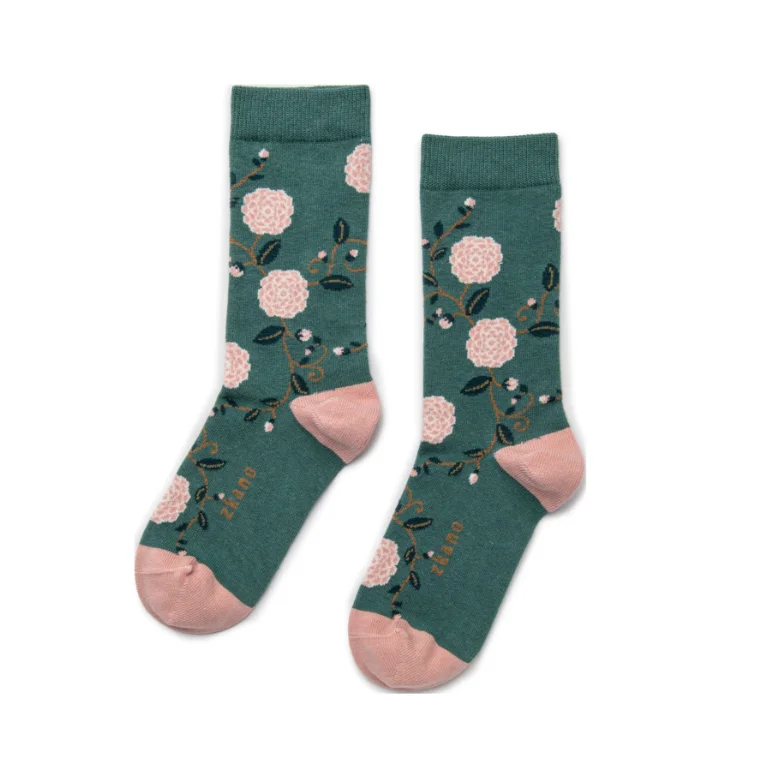 Camellia Socks in Jade from Zkano