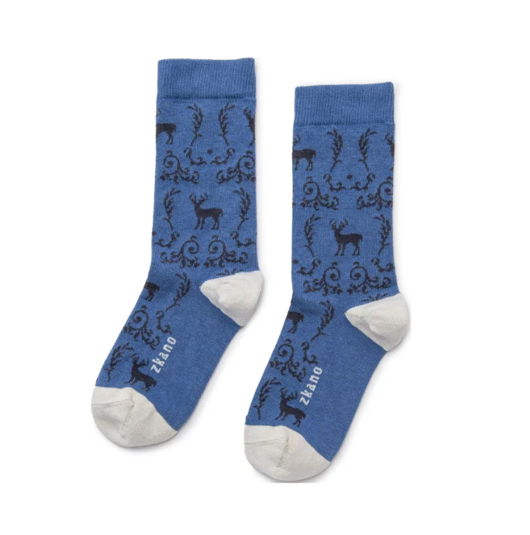 Deer Toile Socks in Cornflower from Zkano