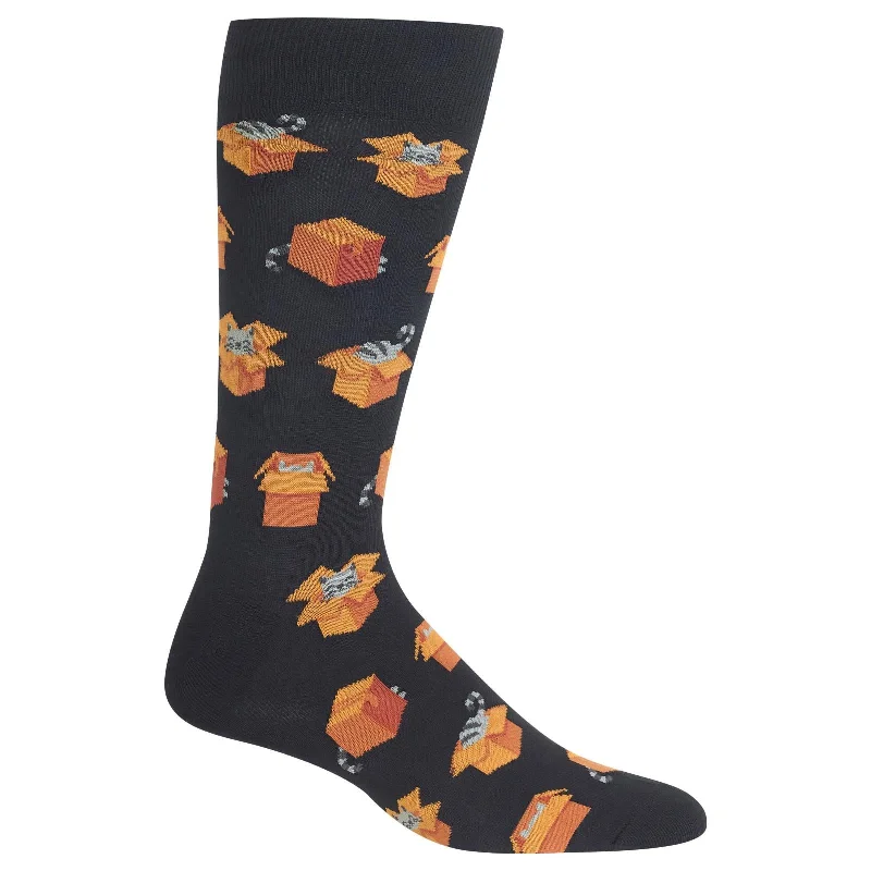 Hot Sox Mens Cats in Boxes Crew Socks