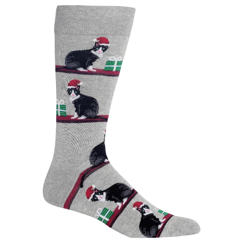 Hot Sox Mens Christmas Cats Crew Socks