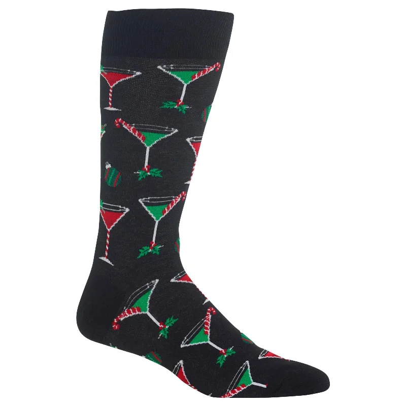 Hot Sox Mens Christmas Cocktails Crew Socks