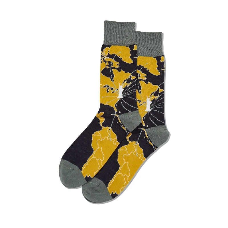 Hot Sox Mens World Map Crew Socks