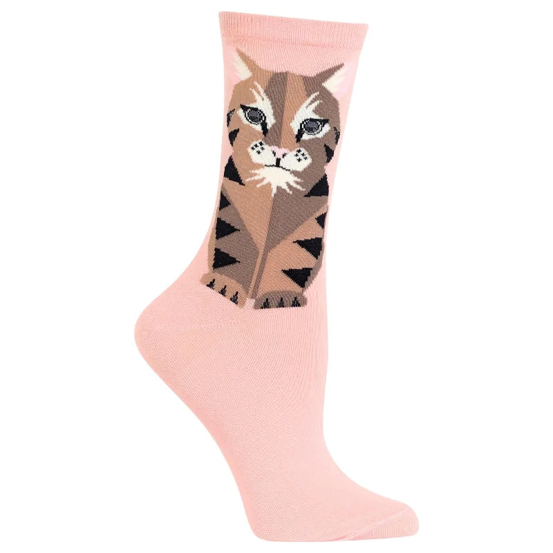 Hot Sox Womens Big Cat Crew Socks