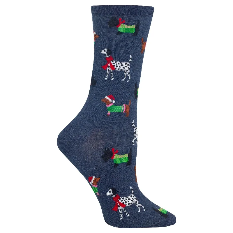 Hot Sox Womens Christmas Dogs Crew Socks