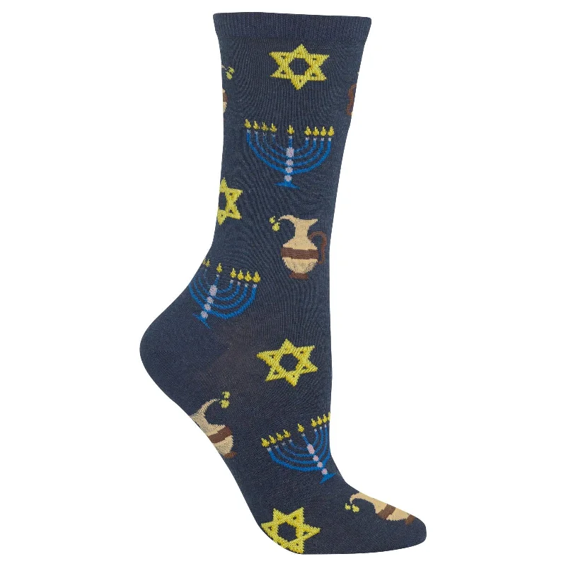 Hot Sox Womens Hanukkah Crew Socks