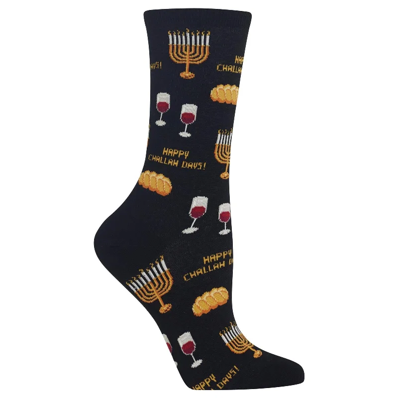 Hot Sox Womens Happy Challah Days Crew Socks