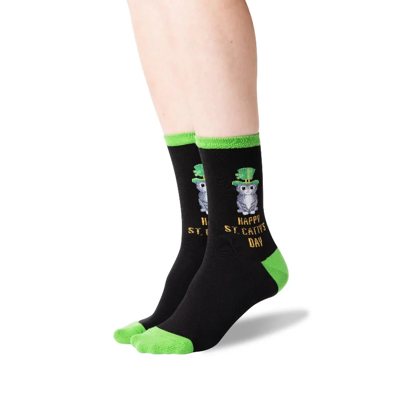 Hot Sox Womens Happy Saint Cattys Day Crew Socks