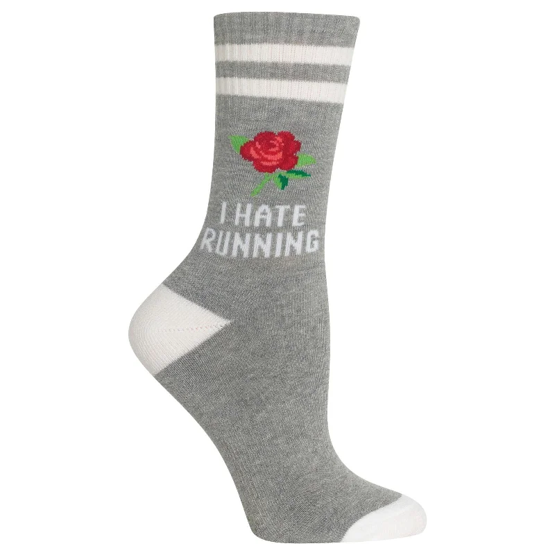 Hot Sox Womens I Hate Running Crew Socks