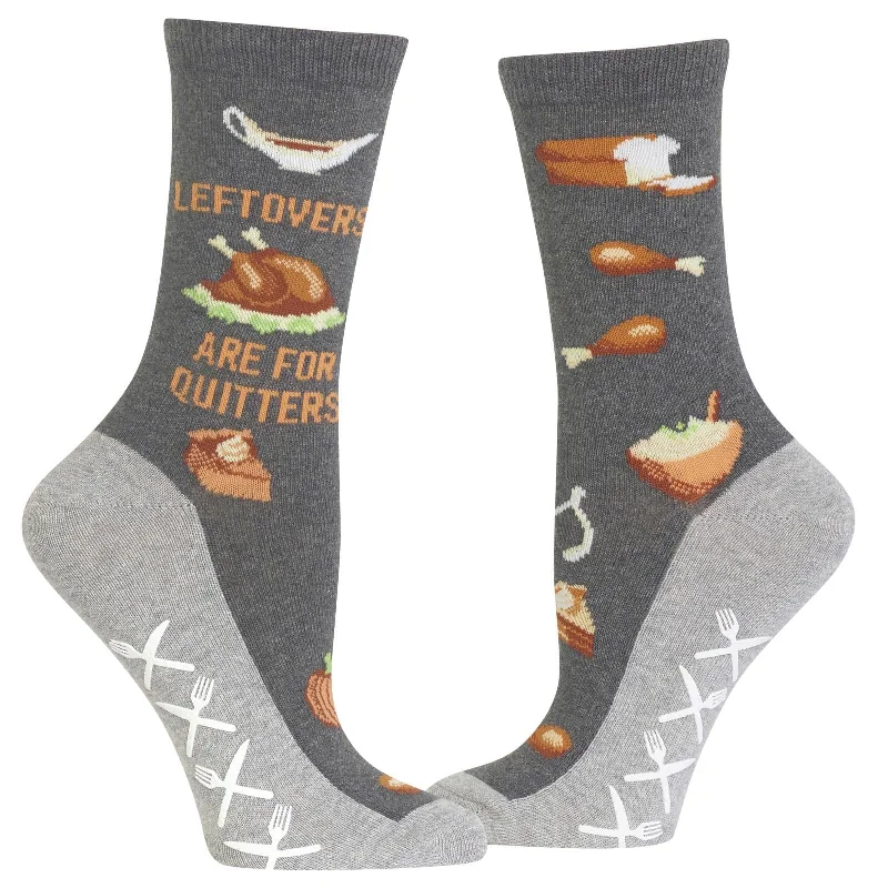 Hot Sox Womens Leftovers Are For Quitters Non Skid Crew Socks