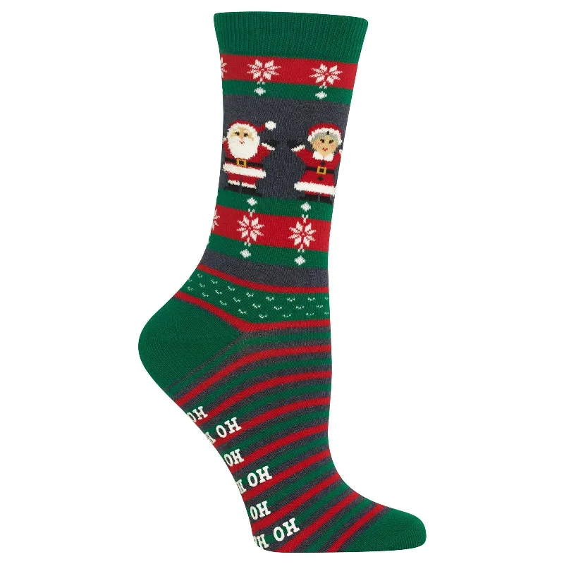 Hot Sox Womens Mr and Mrs Claus Non Skid Crew Socks