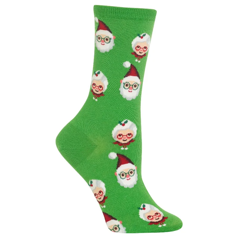 Hot Sox Womens Santa and Mrs Claus Crew Socks